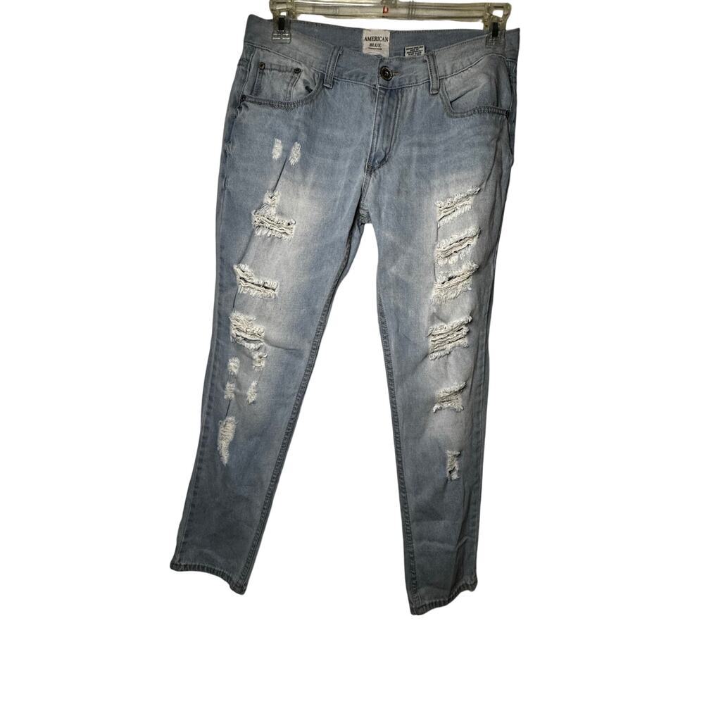 EUC American Blue Distressed Jeans Light Wash Size 11